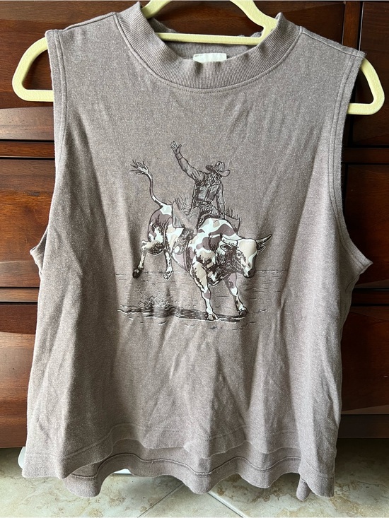 Pact Tops - ‼️EUC: Pact Organic Brown Cowboy Graphic Tank Top - L